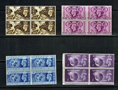 GB KING GEORGE VI 1948, OLYMPIC GAMES BLOCKS of 4, SG495-498, Mint GB KING GEORGE VI 1948, OLYMPIC GAMES BLOCKS of 4, SG495-498, Mint
