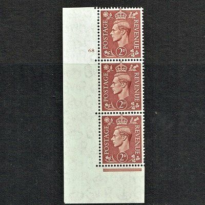 GB KING GEORGE VI 1951, 2d PALE RED BROWN Control NONE, Cylinder 68(NO Dot), Mi201X, SG465, MNH/Mint GB KING GEORGE VI 1951, 2d PALE RED BROWN Control NONE, Cylinder 68(NO Dot), Mi201X, SG465, MNH/Mint