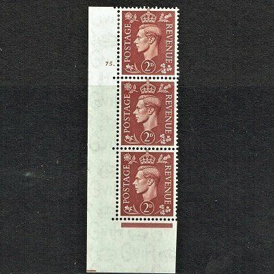 GB KING GEORGE VI 1951, 2d PALE RED BROWN Control NONE, Cylinder 75(Dot), Mi201X, SG506, MNH/Mint