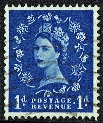 GB QUEEN ELIZABETH II, 1957, ERROR, 1d ULTRAMARINE, SG562a, Mi.283z, USED