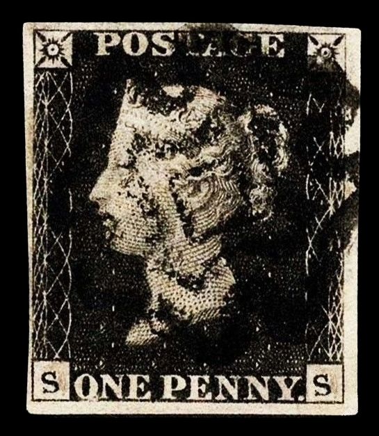 GB QUEEN VICTORIA 1840, 1d BLACK PENNY Pl.10, S-S, SG AS66, Mi.1, USED/FU gb queen victoria 1840, 1d black penny pl.10, s-s, sg1, mi.1, used/fu