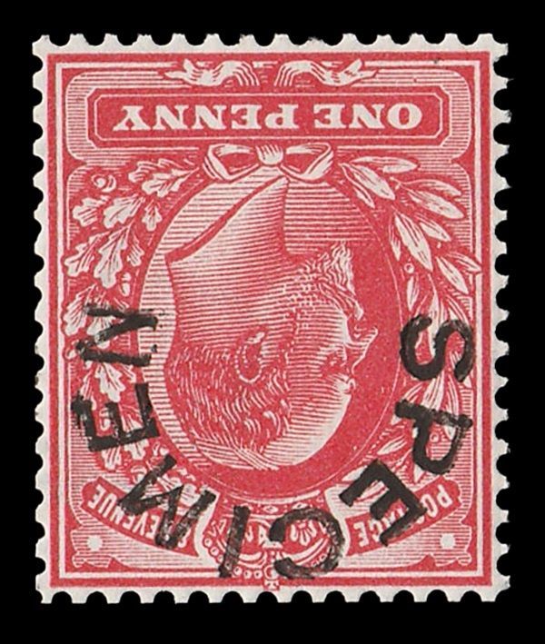 GB KING EDWARD 1902, 1d SCARLET, SG219, SPECIMEN, WMK INVERTED, MNH