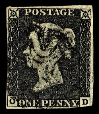 GB QUEEN VICTORIA 1840, 1d BLACK PENNY, 4 MARGIN, O-D, MALTESE CROSS