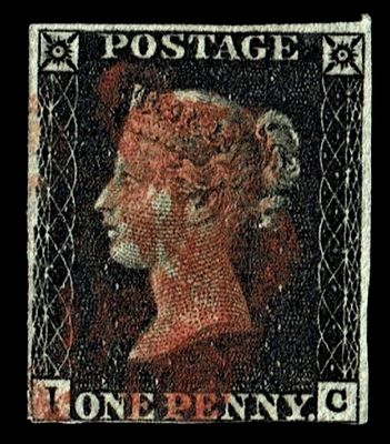 GB QUEEN VICTORIA 1840, 1d BLACK PENNY, J-C, 4 MARGIN, MALTESE CROSS