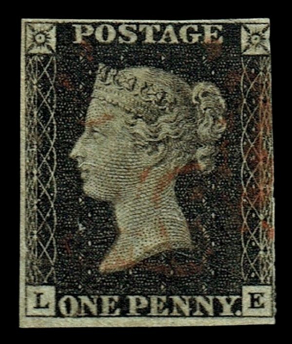 GB QUEEN VICTORIA 1840, 1d PENNY BLACK, SG1, L-E, MALTESE CROSS GB QUEEN VICTORIA 1840, 1d PENNY BLACK, SG1, L-E, MALTESE CROSS