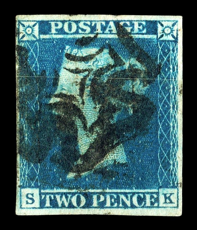 GB QUEEN VICTORIA 1841, 2d DEEP FULL BLUE, SG 14, Plate 3, 4 MARGIN, S-K, Used