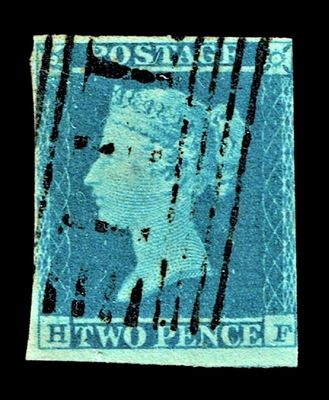 GB QUEEN VICTORIA 1840, 2d BLUE, SG 8, H-F, 3¾ margins, Used GB QUEEN VICTORIA 1840, 2d BLUE, SG 8, H-F, 3¾ margins, Used