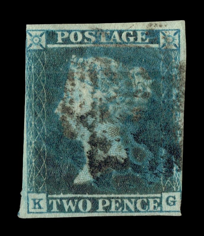 GB QUEEN VICTORIA 1840, 2d DEEP FULL BLUE, SG 15, Pl.4, Mi.4, K-G, 3¾ margins, Used