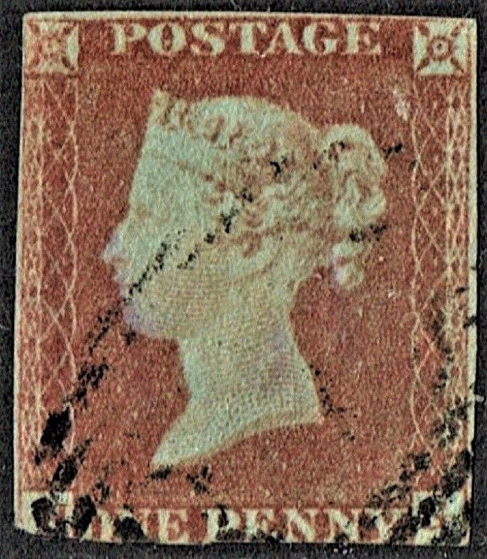 GB QUEEN VICTORIA 1841, 1d RED-BROWN, SG9, H-S, 3¾ MARGIN, Used