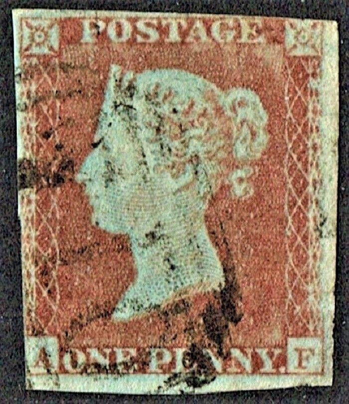 GB QUEEN VICTORIA 1841, 1d Red-Brown, ERRORS, SG14, Pl.12, A-F, 3¾ MARGINS, Used GB QUEEN VICTORIA 1841, 1d Red-Brown, ERRORS, SG14, Pl.12, A-F, 3¾ MARGINS, Used