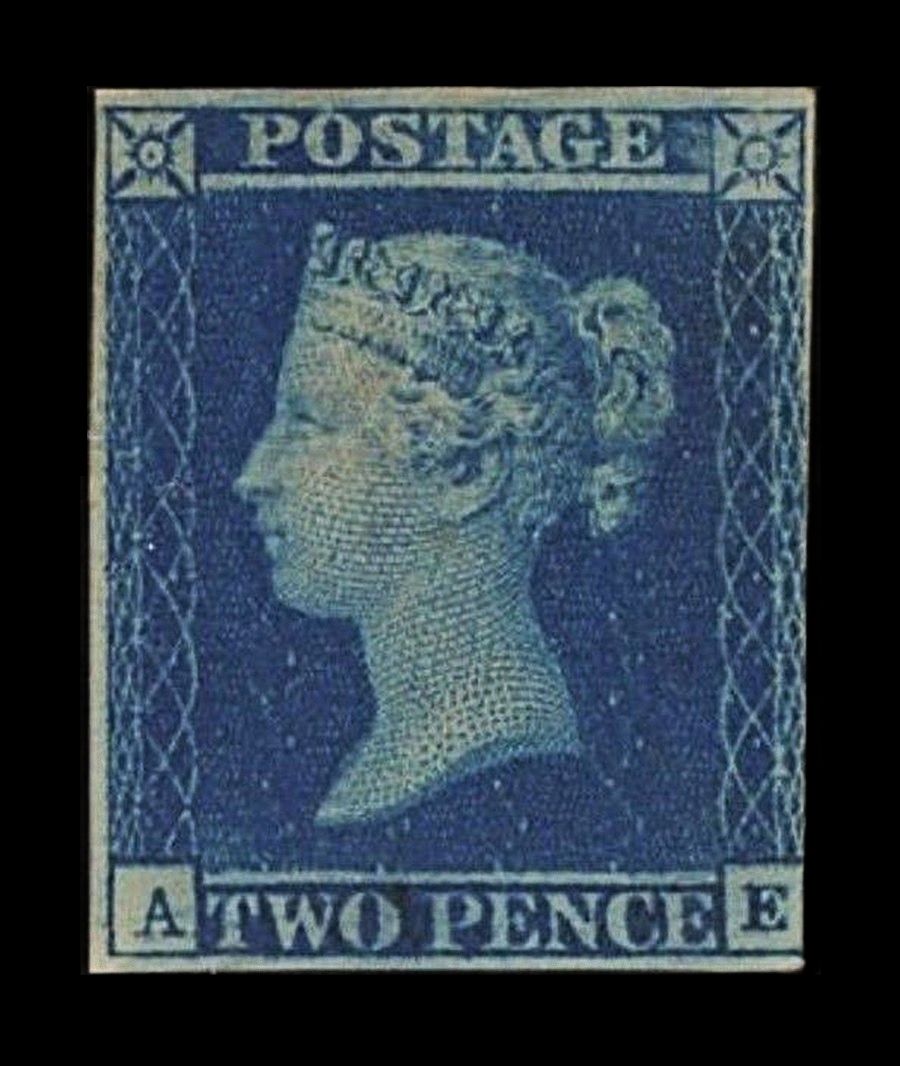 GB QUEEN VICTORIA 1841, 2d BLUE, Sg.14, A-E, 3¾ MARGIN, MNH GB QUEEN VICTORIA 1841, 2d BLUE, Sg.14, A-E, 3¾ MARGIN, MNH