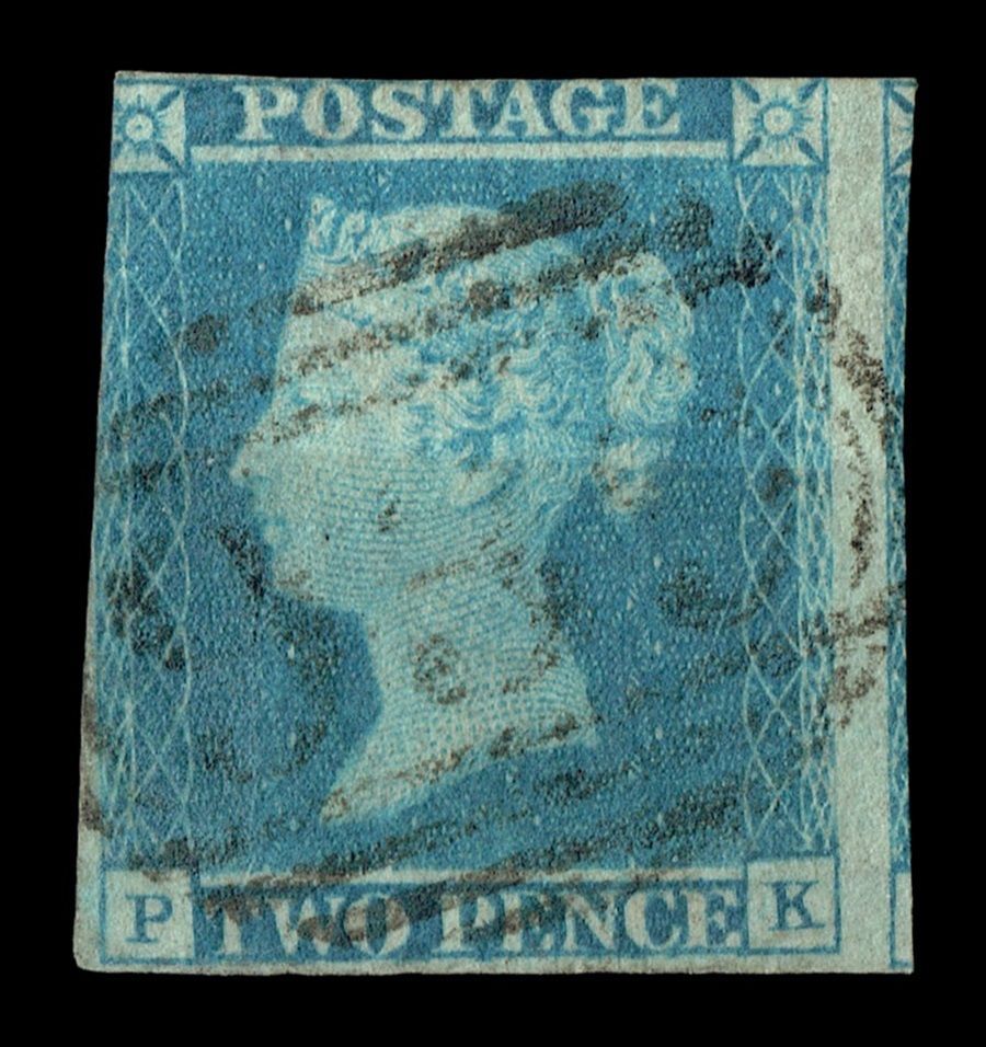 GB QUEEN VICTORIA 1841, 2d PALE BLUE, SG 13, Plate 3, P-K, Used GB QUEEN VICTORIA 1841, 2d PALE BLUE, SG 13, Plate 3, P-K, Used