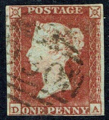 GB QUEEN VICTORIA, 1841, 1d RED-BROWN, SG12, Pl.14, D-A, 4 MARGINS, Used/Fine Used GB QUEEN VICTORIA, 1841, 1d RED-BROWN, SG12, Pl.14, D-A, 4 MARGINS, Used/Fine Used