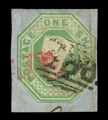 GB QUEEN VICTORIA 1847, 1s GREEN, Sg.55, Mi.7, USED