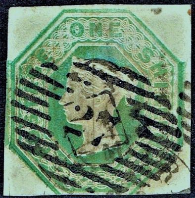 GB QUEEN VICTORIA 1847, 1s GREEN, SG55, Mi.7, USED/FINE USED