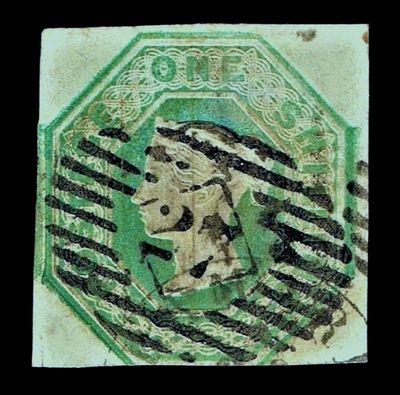 GB QUEEN VICTORIA 1847, 1s GREEN, SG55, Mi.7, USED/FINE USED