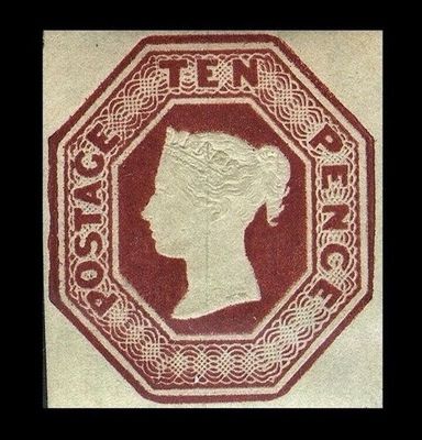 GB QUEEN VICTORIA, 10d DEEP BROWN, Die 1, SG57, Mi.6, MNH