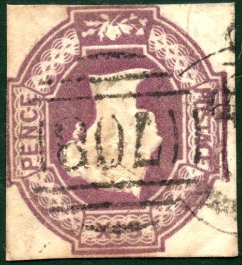 GB QUEEN VICTORIA 1854, 6d PURPLE SG 60, Mi.5b, 3 MARGINS, USED