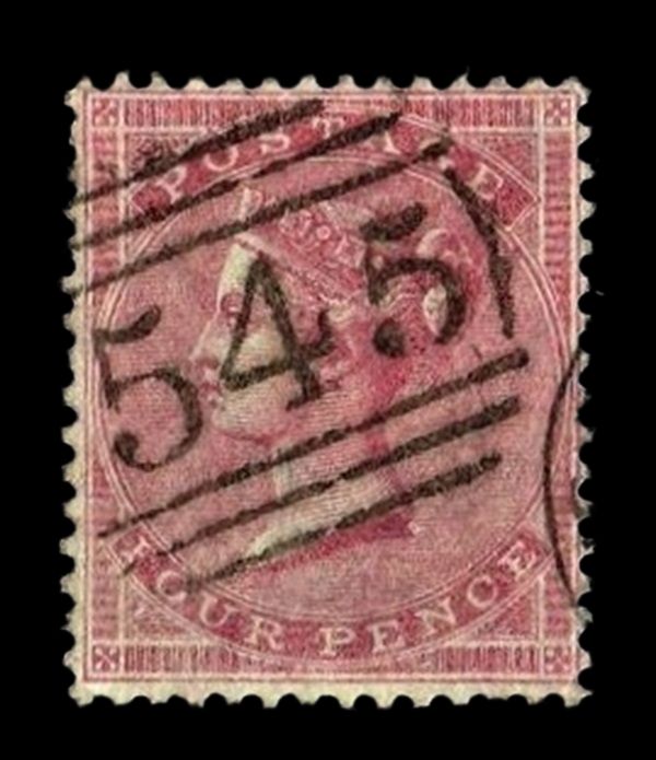 GB QUEEN VICTORIA 1857, 4d CARMINE, Mi.12, SG62 FINE USED/ VFU