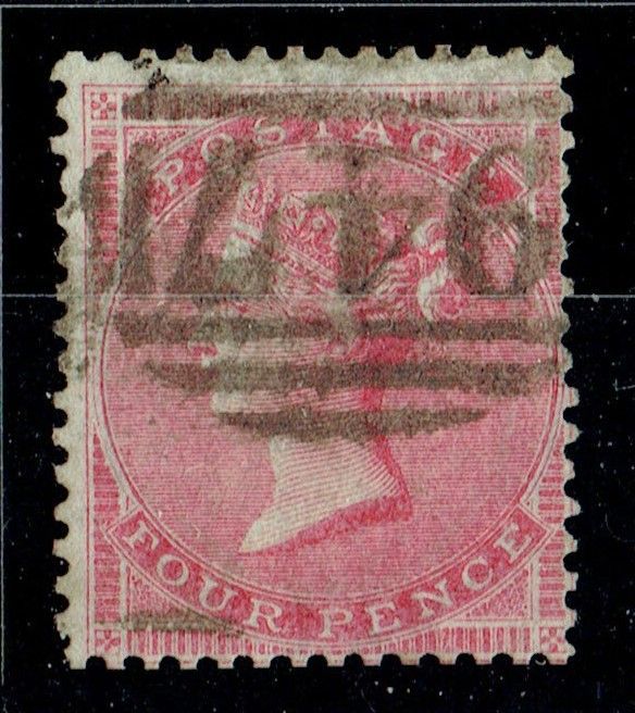GB QUEEN VICTORIA, 1857, 4d ROSE CARMINE, SG66, Mi.13Zza, Used