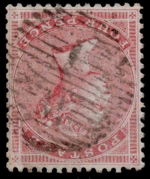 GB QUEEN VICTORIA 1857, 4d ROSE CARMINE, SG 66bWi, Used