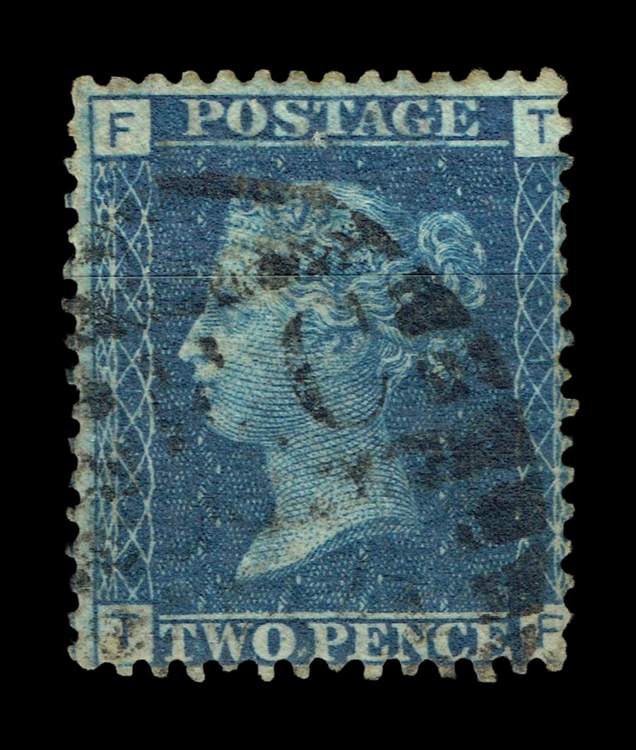GB QUEEN VICTORIA 1869, 2d BLUE, SG46/47, Pl.15, TF-FT, USED