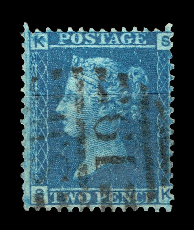 GB QUEEN VICTORIA 1858, 2d BLUE, SG45, Pl.9, Mi.17IX, SK-KS, USED