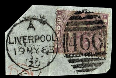 GB QUEEN VICTORIA 1864, 6d LILAC, HYPHEN, HAIR LINES, AH|HA, SG85, Mi.20Ia, USED