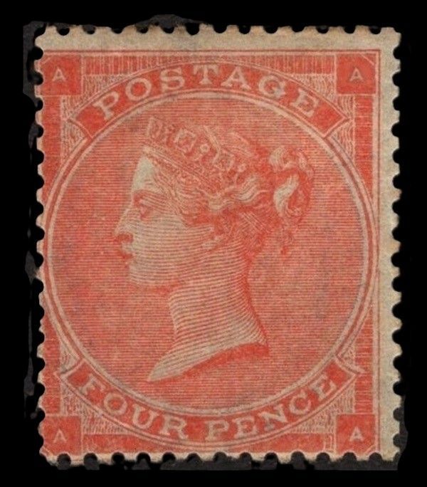 GB QUEEN VICTORIA 1862-64, 4d BRT RED, SG81, Mi.19Ia, HAIR LINES, AA|AA, MNH