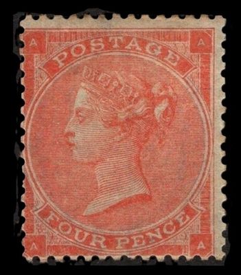 GB QUEEN VICTORIA 1862-64, 4d BRT RED, SG81, Mi.19Ia, HAIR LINES, AA|AA, MNH