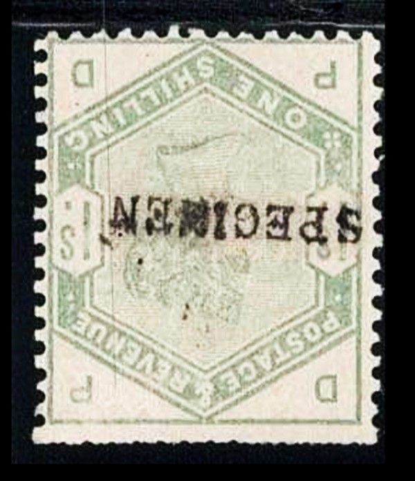 GB QUEEN VICTORIA 1883, 1s DULL GREEN, SG195sWi, UNIQUE, SIGNED