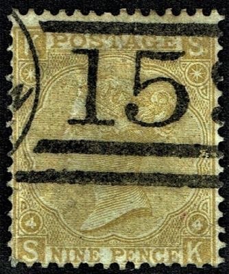 GB QUEEN VICTORIA 1865, 9d STRAW, Pl.4, SG 110, Mi.31c, SG98, K-S/S-K, USED