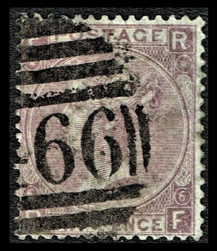 GB QUEEN VICTORIA 1867, 6d PURPLE, SG106 Pl.6, Mi.29, FR|RF, Hyphen, Used GB QUEEN VICTORIA 1867, 6d PURPLE, SG106 Pl.6, Mi.29, FR|RF, Hyphen, Used