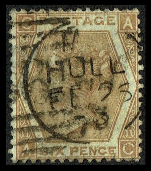 GB QUEEN VICTORIA 1872, 6d PALE BUFF,  Pl.11, SG 123, CA|AC, USED