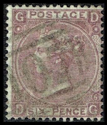 GB QUEEN VICTORIA 1873, 6d PURPLE, Mi.29, SG104, Pl.6, Hyphen, GD|DG, Used