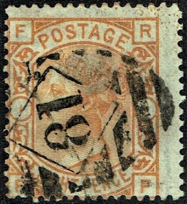 GB QUEEN VICTORIA 1876, 8d ORANGE, Pl.1, Mi.45, SG156, FR|RF, USED