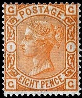GB QUEEN VICTORIA 1876, 8d ORANGE, Pl.1, Mi.45, SG156, MNH