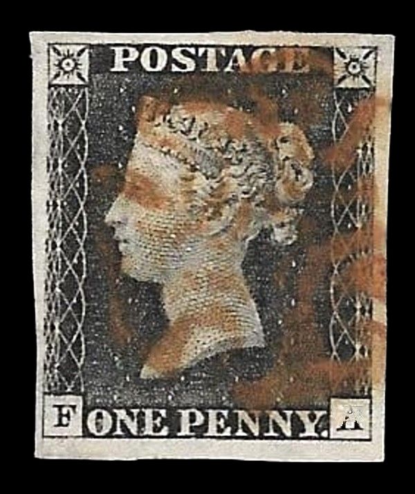 GB QUEEN VICTORIA 1840, 1d BLACK PENNY, Pl.3, FA, MALTESE CROSS, 4 MARGINS, USED