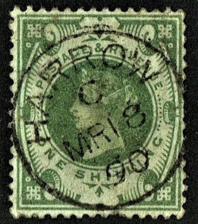 GB QUEEN VICTORIA 1887, 1s DULL GREEN - GREEN, SG211 Fine Used/Very Fine Used GB QUEEN VICTORIA 1887, 1s DULL GREEN - GREEN, SG211 Fine Used/Very Fine Used