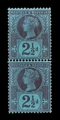 GB QUEEN VICTORIA 1887, £135.00, PAIR of 2½d PURPLE-BLUE, Mi89, SG201, MNH GB QUEEN VICTORIA 1887, £135.00, PAIR of 2½d PURPLE-BLUE, Mi89, SG201, MNH