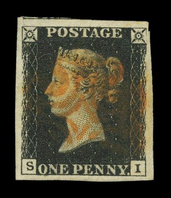 GB QUEEN VICTORIA 1d BLACK PENNY, Pl.6. MALTESE CROSS, 4 MARGINS