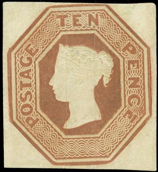 GB QUEEN VICTORIA, 10d BROWN, Die 1, SG57, Mi.6, MNH