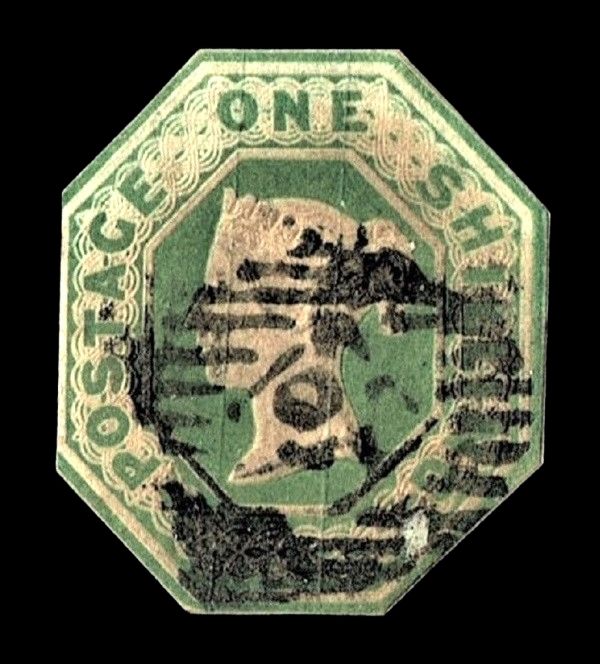 GB QUEEN VICTORIA 1847, 1s DEEP GREEN, Sg.56, Mi.7, USED