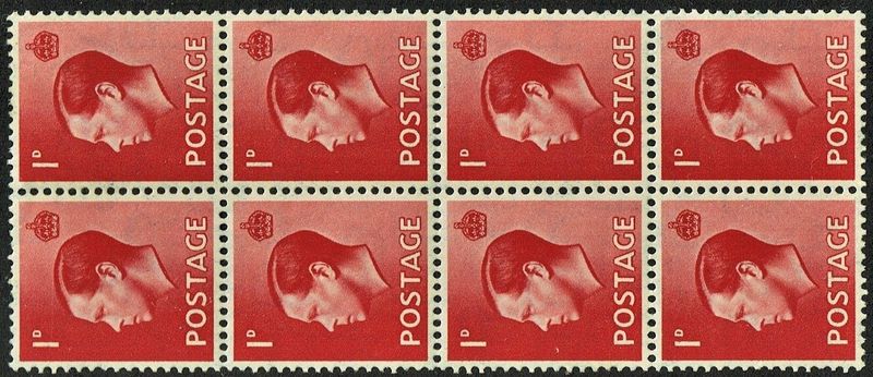 GB KING EDWARD VIII 1936, BLOCK of 8x 1d SCARLET, Sg.458, MNH/Mint