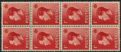 GB KING EDWARD VIII 1936, BLOCK of 8x 1d SCARLET, Sg.458, MNH/Mint