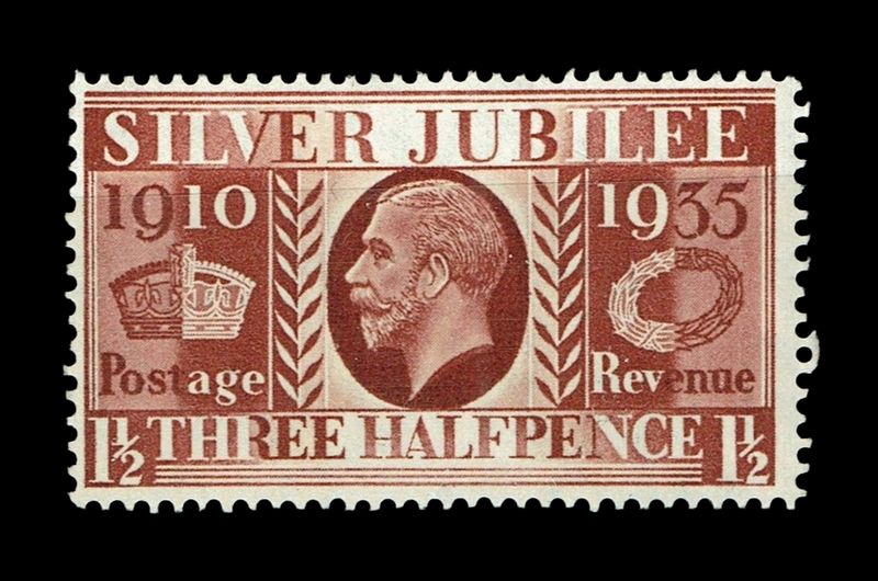 GB KING GEORGE V, 1935, SILVER JUBILEE, 1½d RED-BROWN, Sg.455, MNH/Mint, ERROR