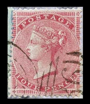 GB QUEEN VICTORIA 1857, 4d CARMINE (Paper Slightly Blued, Sg.62a, Mi.12Xxy, On letter