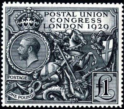 GB KING GEORGE V, 1929, £1 BLACK, Sg.438, Mi174X, MNH GB KING GEORGE V, 1929, £1 BLACK, Sg.438, Mi174X, MNH