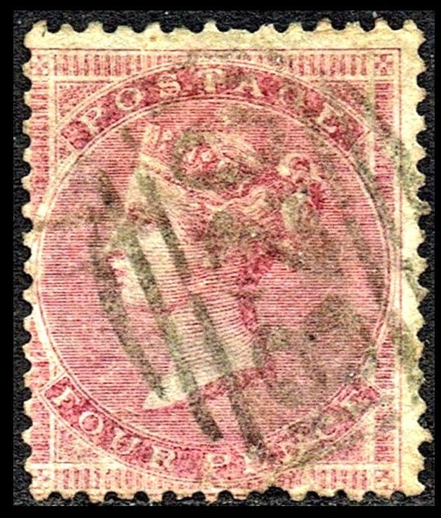 GB QUEEN VICTORIA, 1857, 4d ROSE CARMINE, SG66, Mi.13Zzb, Used
