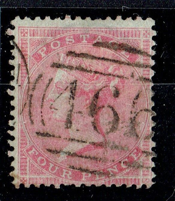 GB QUEEN VICTORIA, 1857, 4d ROSE CARMINE, SG66, Mi.13Zzb, Used